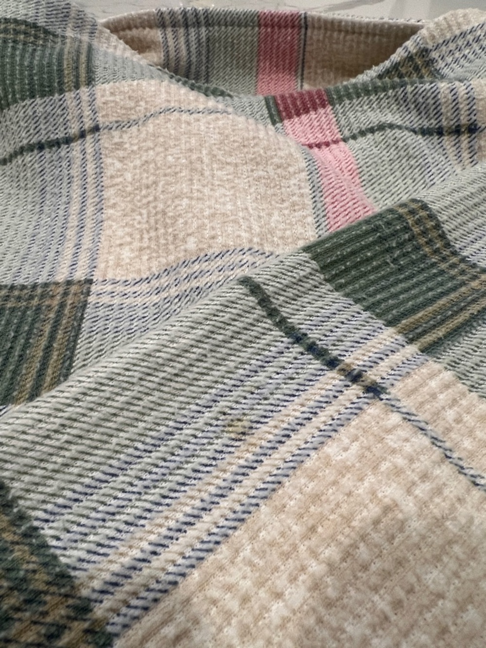 Jordan Taylor Women’s Textured Pink & Sage Green Plaid Button-Down Shirt Size 1X - Picture 10 of 11